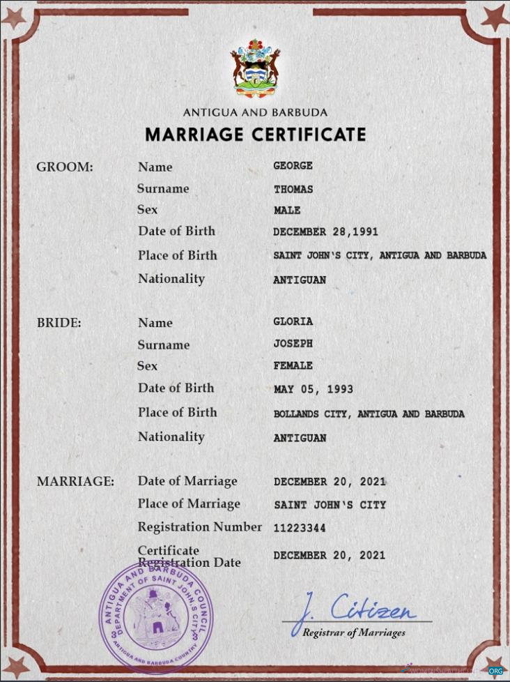Download Antigua and Barbuda marriage certificate PSD template Photoshop template